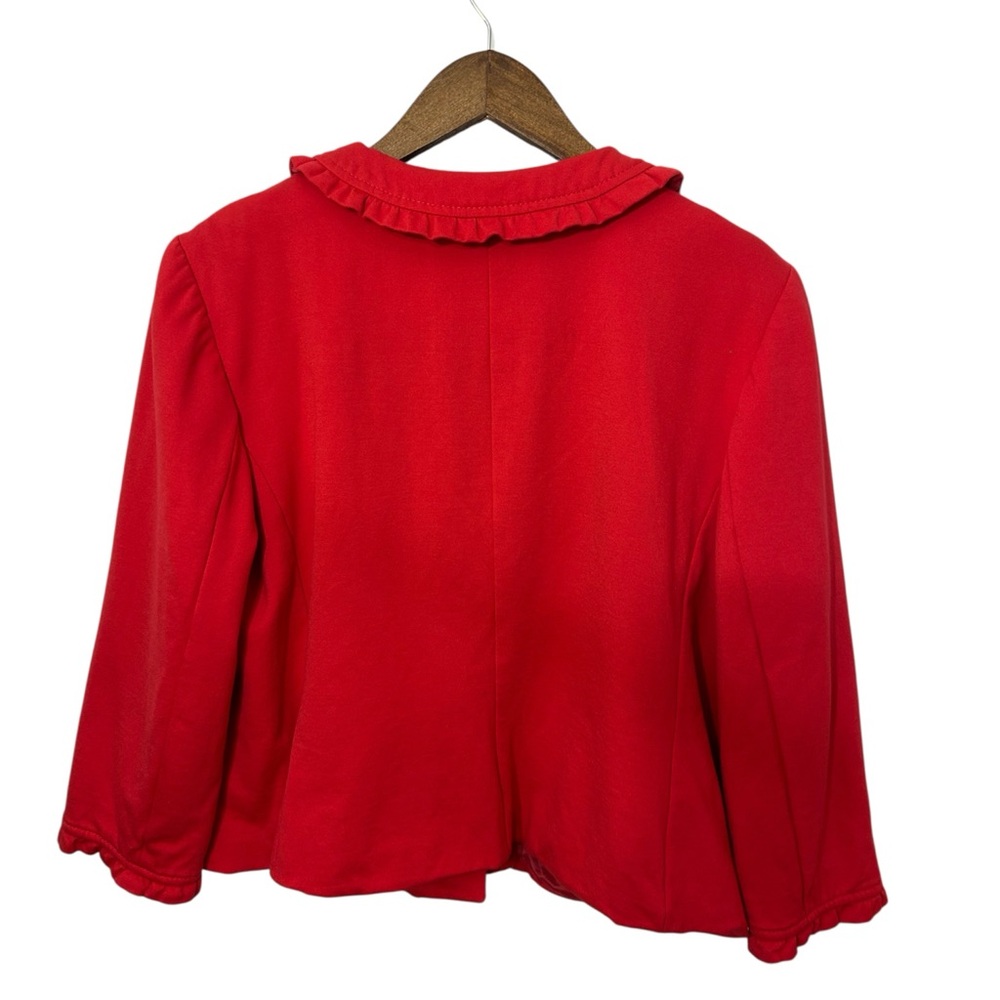 Talbots Red Ruffle-Trim Button Front Blazer Jacket - Picture 3 of 5